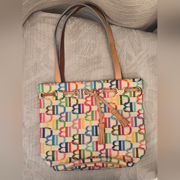 Dooney and Bourke White Large Multicolor Monogram Small 90's Limited Edition Rar - Picture 1 of 5